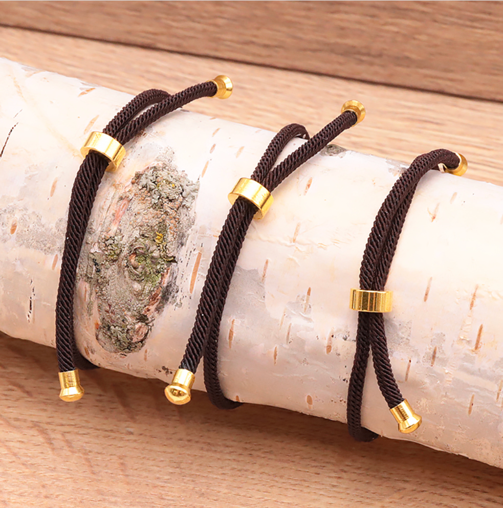 BRACELET CORDON RÉGLABLE RHODONITE BRÉSIL A (1 PIÈCE)